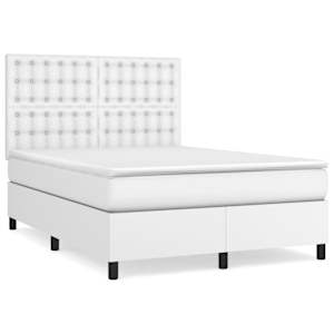 Box spring postel s matrací bílá 140 x 190 cm umělá kůže - obrázek 2