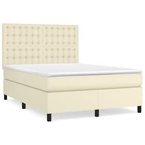 Box spring postel s matrací krémová 140x190 cm umělá kůže - obrázek 2