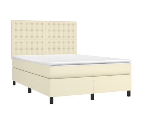 vidaXL Krevet s oprugama i madracem krem 140 x 190 cm od umjetne kože