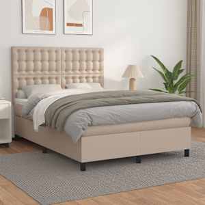 Box spring postel s matrací cappuccino 140x190 cm umělá kůže - obrázek 1