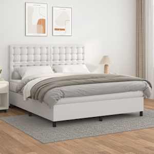 Box spring postel s matrací bílá 160x200 cm umělá kůže - obrázek 1
