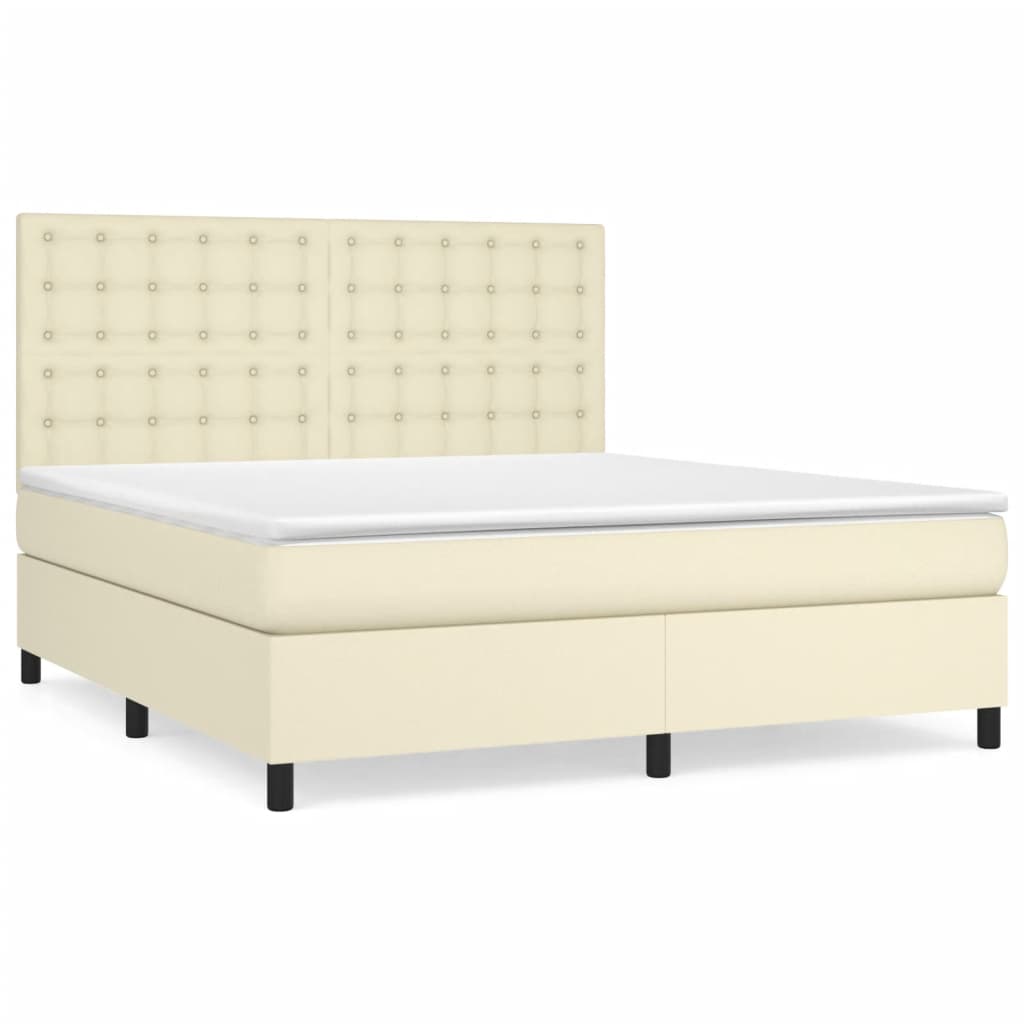 Box spring postel s matrací krémová 160x200 cm umělá kůže 3142853