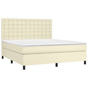Box spring postel s matrací krémová 160x200 cm umělá kůže - obrázek 3