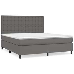 Box spring postel s matrací šedá 180x200 cm umělá kůže - obrázek 2