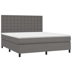 Box spring postel s matrací šedá 180x200 cm umělá kůže - obrázek 3