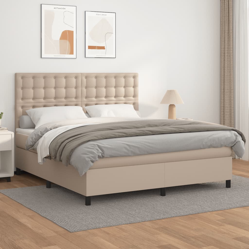 Box spring postel s matrací cappuccino 180 x 200 cm umělá kůže