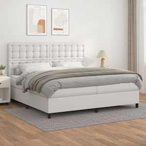 Box spring postel s matrací bílá 200x200 cm umělá kůže - obrázek 1