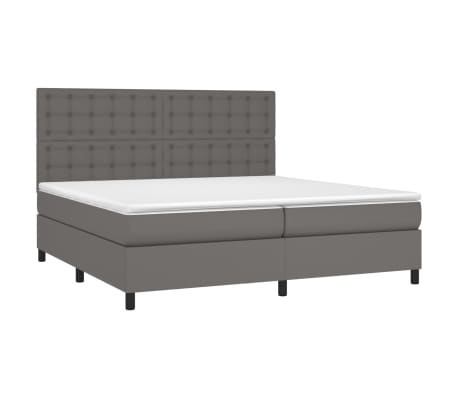 vidaXL Boxspring met matras kunstleer grijs 200x200 cm
