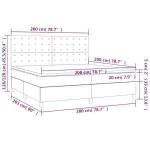 Box spring postel s matrací šedá 200x200 cm umělá kůže - obrázek 6