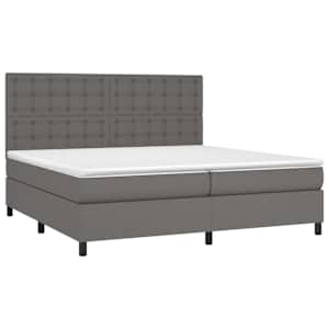 vidaXL Boxspring met matras kunstleer grijs 200x200 cm