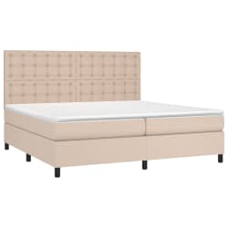 vidaXL Cama com molas/colch&atilde;o 200x200 cm couro artificial cappuccino