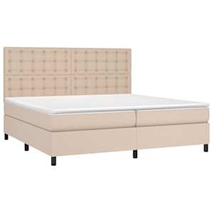 vidaXL Box spring postelja z vzmetnico kapučino 200x200 cm um. usnje