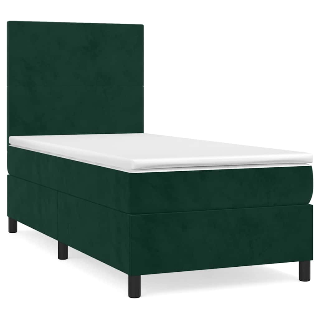 vidaXL Box spring postel s matrací tmavě zelená 80 x 200 cm samet