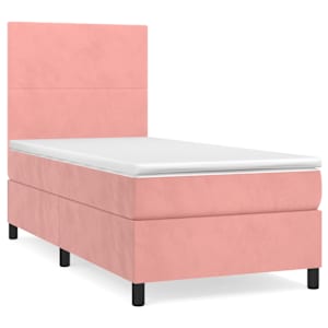 Box spring postel s matrací růžová 80 x 200 cm samet - obrázek 2