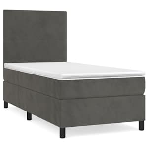 Box spring postel s matrací tmavě šedá 90x190 cm samet - obrázek 2