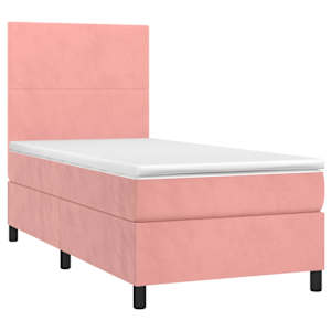 Box spring postel s matrací růžová 90x200 cm samet - obrázek 3