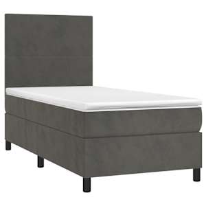 Box spring postel s matrací tmavě šedá 100x200 cm samet - obrázek 3