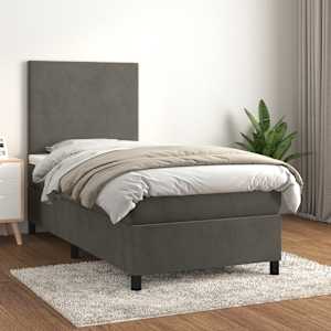 Box spring postel s matrací tmavě šedá 100x200 cm samet - obrázek 1