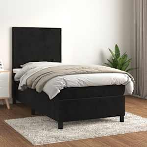 Box spring postel s matrací černá 100x200 cm samet - obrázek 1