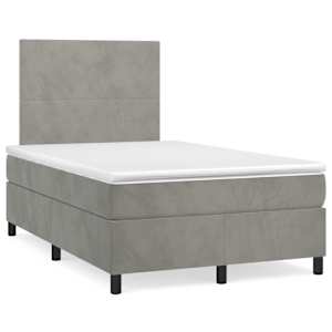 Box spring postel s matrací světle šedá 120 x 200 cm samet - obrázek 2
