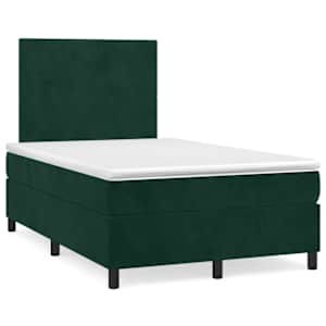 Box spring postel s matrací tmavě zelená 120 x 200 cm samet - obrázek 2