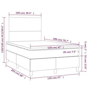 Box spring postel s matrací tmavě zelená 120 x 200 cm samet - obrázek 7