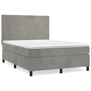 Box spring postel s matrací světle šedá 140x190 cm samet - obrázek 2