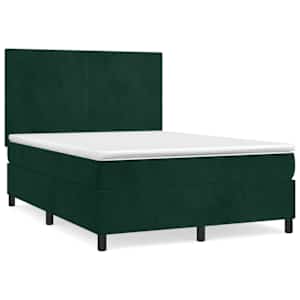 Box spring postel s matrací tmavě zelená 140x190 cm samet - obrázek 2