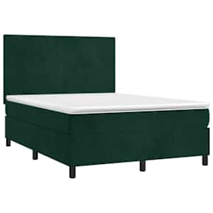 Box spring postel s matrací tmavě zelená 140x190 cm samet - obrázek 3