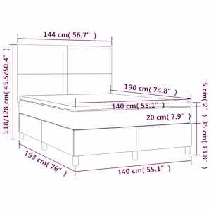 Box spring postel s matrací růžová 140x190 cm samet - obrázek 6