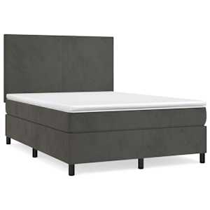 Box spring postel s matrací tmavě šedá 140x200 cm samet - obrázek 2
