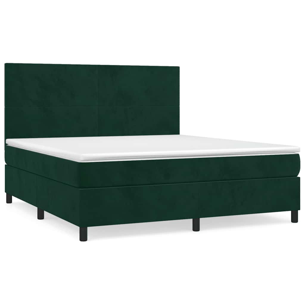 vidaXL Boxspring met matras fluweel donkergroen 160x200 cm groen, foto 3