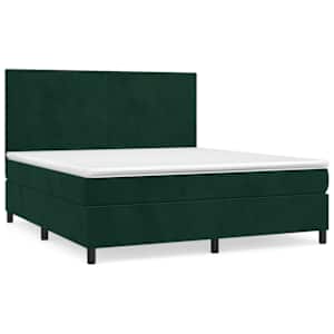 Box spring postel s matrací tmavě zelená 160x200 cm samet - obrázek 2