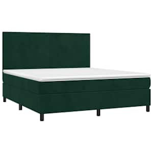 Box spring postel s matrací tmavě zelená 160x200 cm samet - obrázek 3