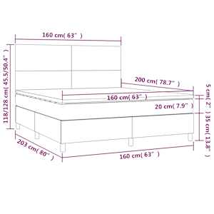 Box spring postel s matrací tmavě modrá 160x200 cm samet - obrázek 7
