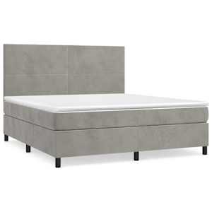 Box spring postel s matrací světle šedá 180x200 cm samet - obrázek 2