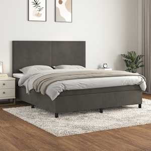 Box spring postel s matrací tmavě šedá 180x200 cm samet - obrázek 1