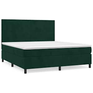 Box spring postel s matrací tmavě zelená 180x200 cm samet - obrázek 2