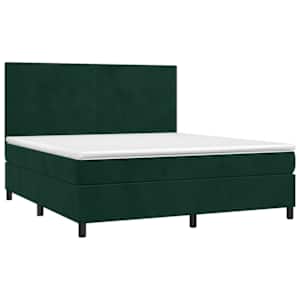 Box spring postel s matrací tmavě zelená 180x200 cm samet - obrázek 3
