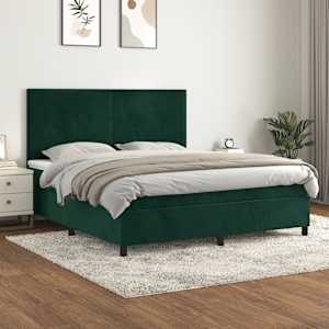 Box spring postel s matrací tmavě zelená 180x200 cm samet - obrázek 1