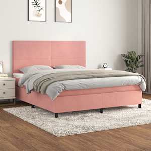 Box spring postel s matrací růžová 180x200 cm samet - obrázek 1