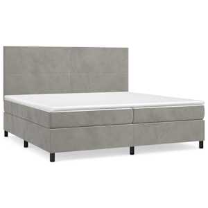 Box spring postel s matrací světle šedá 200x200 cm samet - obrázek 2