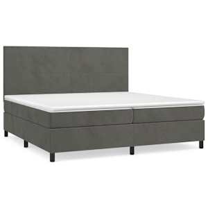 Box spring postel s matrací tmavě šedá 200x200 cm samet - obrázek 2