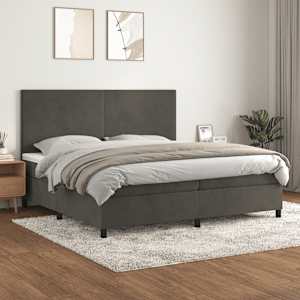 Box spring postel s matrací tmavě šedá 200x200 cm samet - obrázek 1