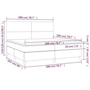 Box spring postel s matrací černá 200x200 cm samet - obrázek 6