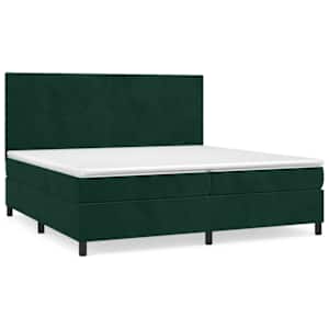 Box spring postel s matrací tmavě zelená 200x200 cm samet - obrázek 2
