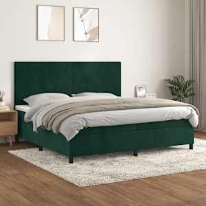 Box spring postel s matrací tmavě zelená 200x200 cm samet - obrázek 1