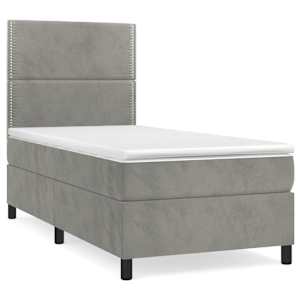Box spring postel s matrací světle šedá 80 x 200 cm samet - obrázek 2