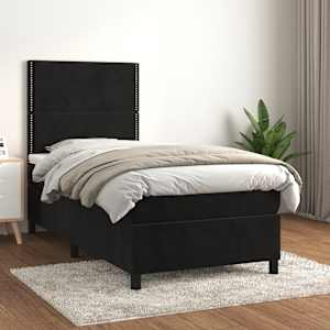 Box spring postel s matrací černá 80 x 200 cm samet - obrázek 1