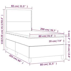 Box spring postel s matrací tmavě modrá 80 x 200 cm samet - obrázek 6